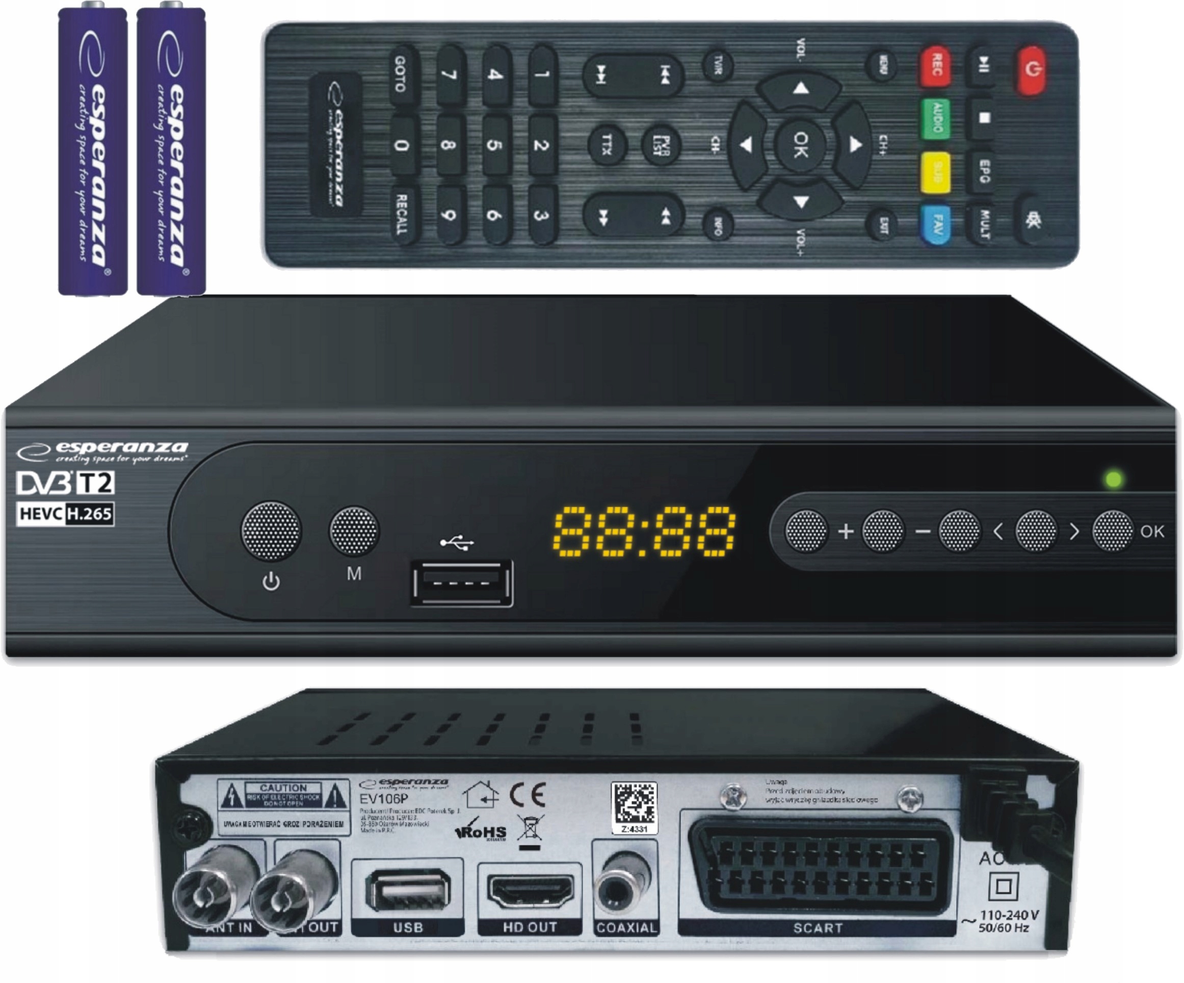 Dekoder Tuner Tv Naziemnej Fhd DVB-T2 Hevc H.265
