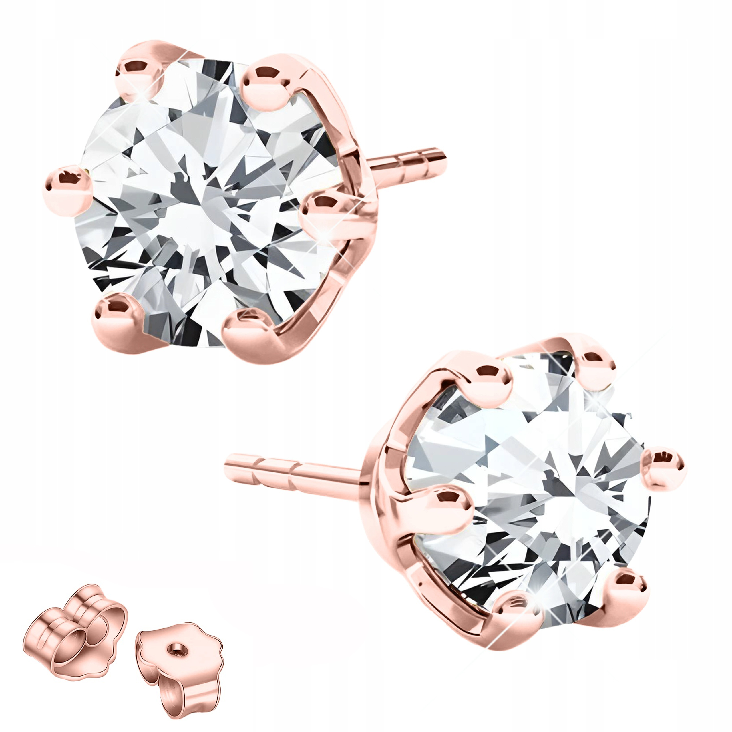 Náušnice Pozlacené kroužky s zirkony Kulaté Zirkony 6 mm Stříbro 925