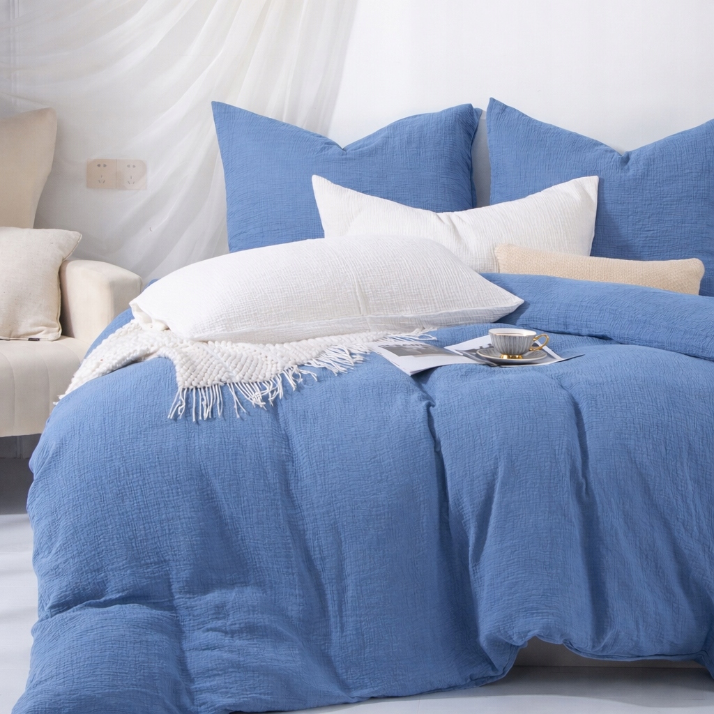 Povlečení bavlněné Mušelínové 220x200 modré