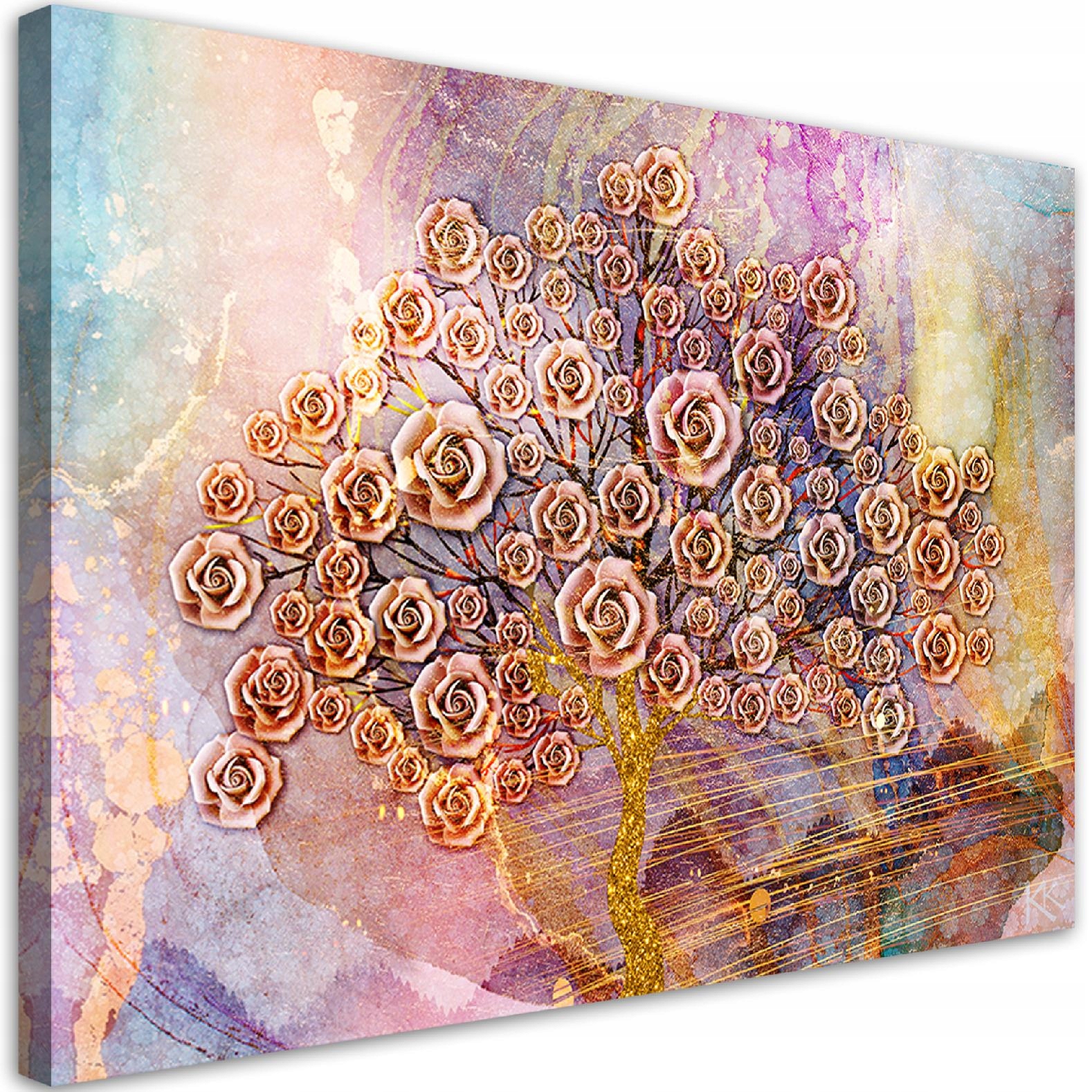 Obraz na plátne, Kvety, strom života 100x70