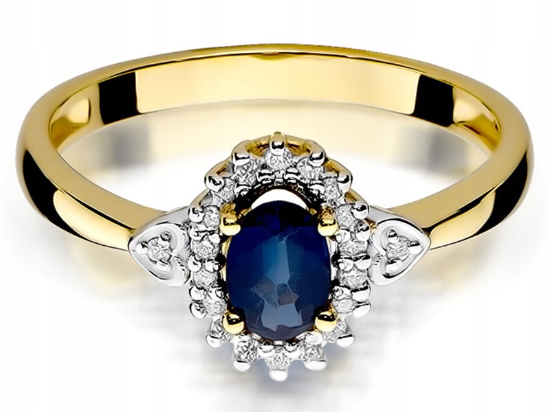 Zlatý prstýnek 585 se srdíčky, brilianty, velikost 14, klasický elegantní vzor