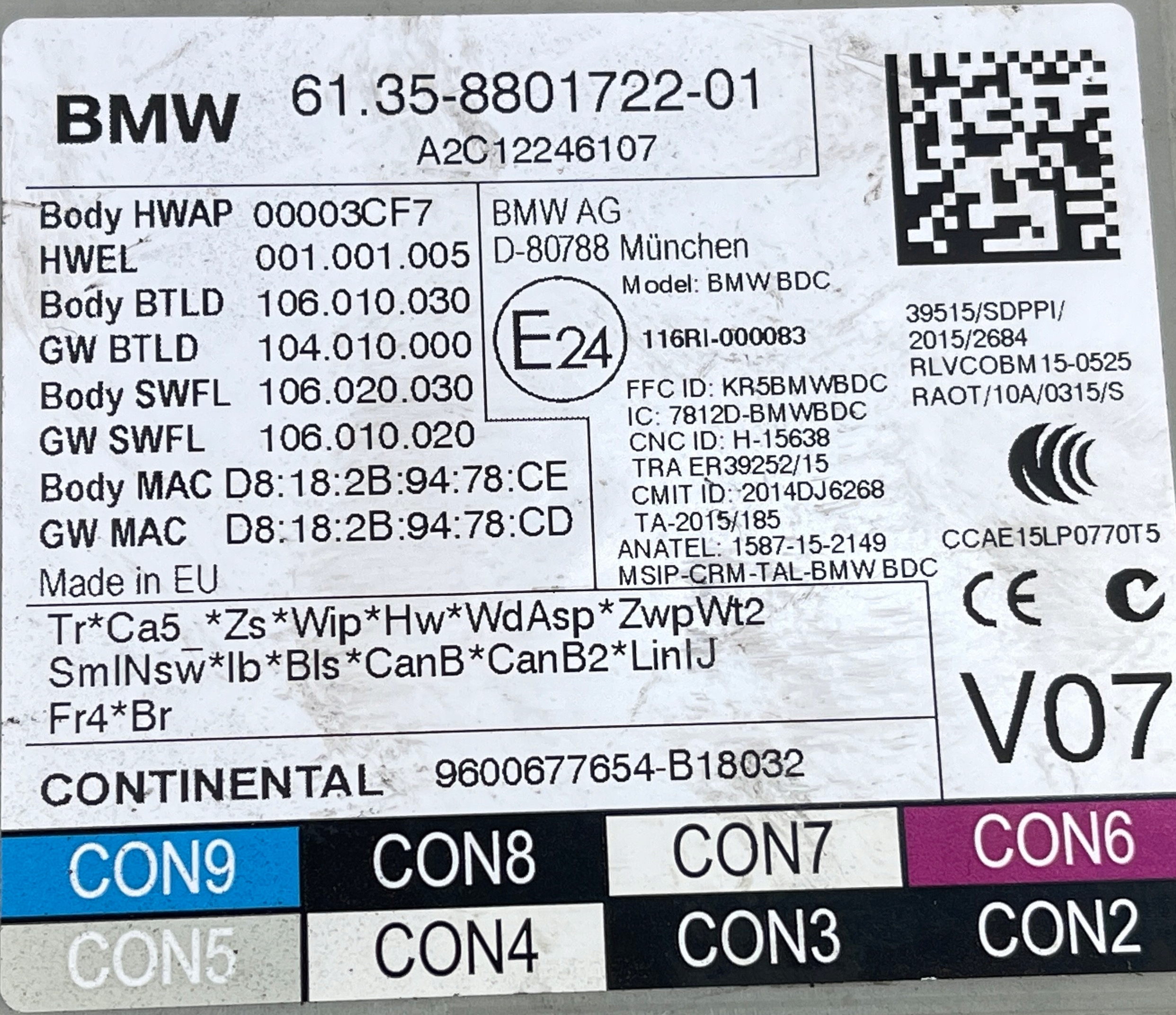 M60 module control unit BDC FEM BMW X1 F48 8801722