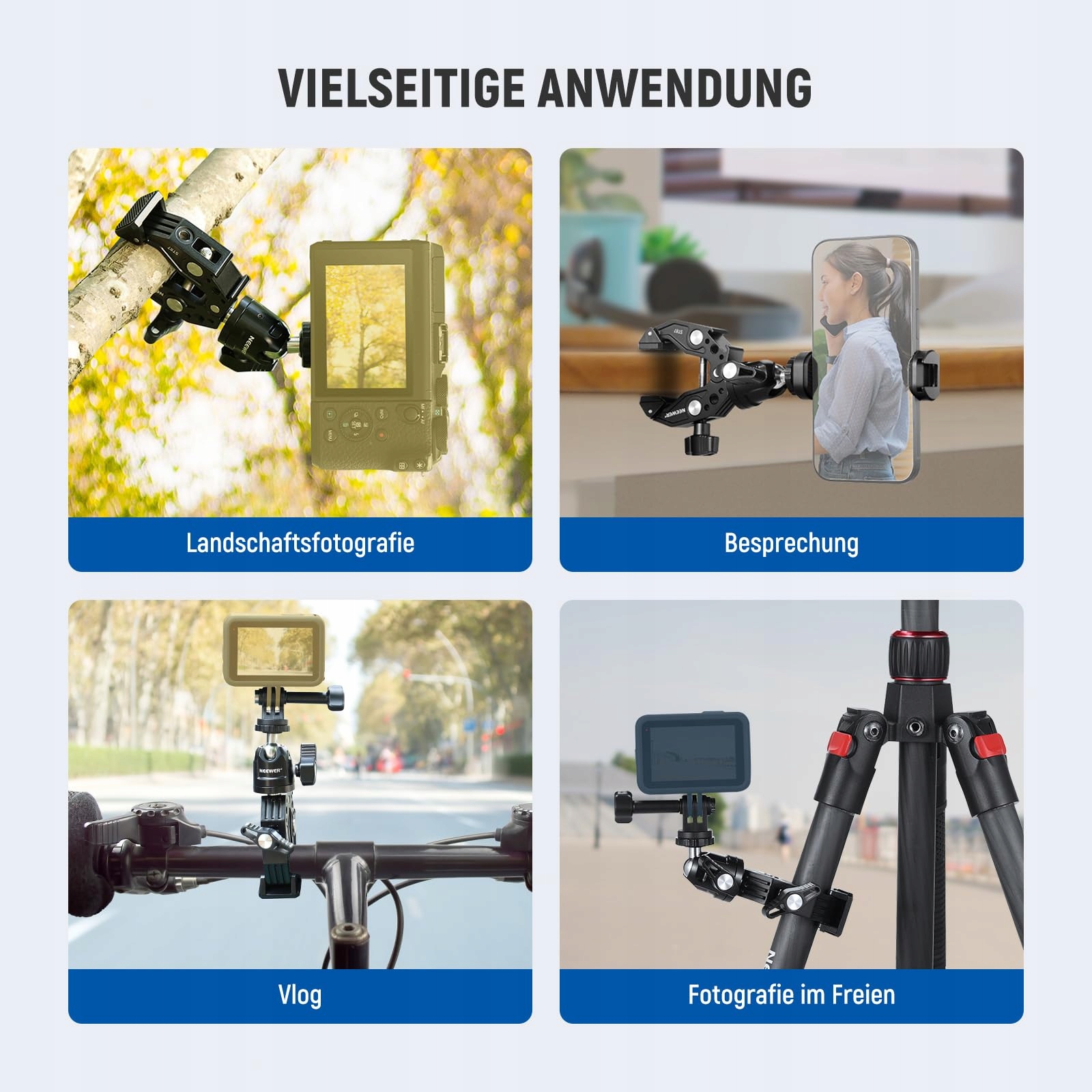 NEEWER Superklemme Z Kulą Uchwyt Na Telefon I Kamerę GoPro DJI iPhone 15 — miniatura 7