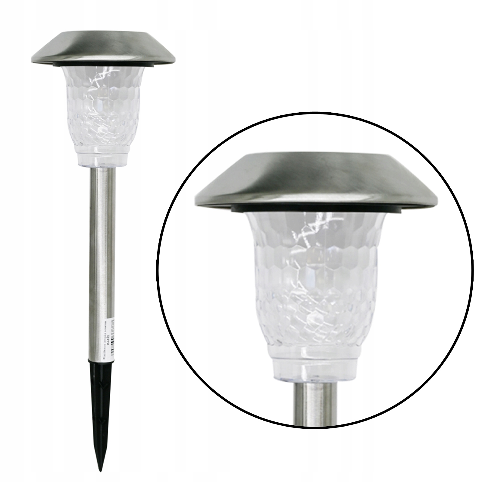 Aluminiowy lampion solarny LED | 40 cm | Wbijany | Srebrny