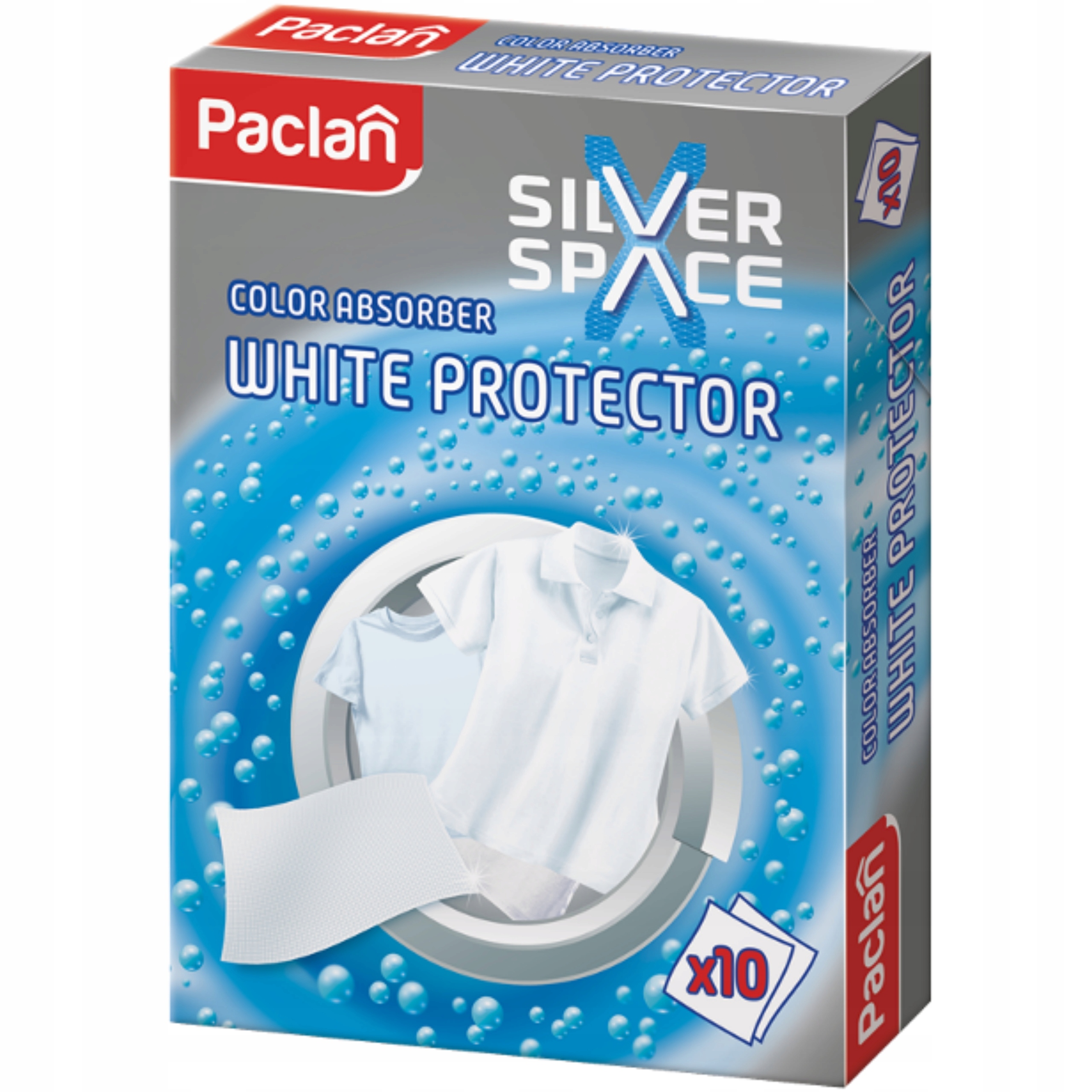 CHUSTECZKI ABSORBUJĄCE KOLOR PACLAN SILVER - DO PRANIA BIAŁEGO, 10 SZT