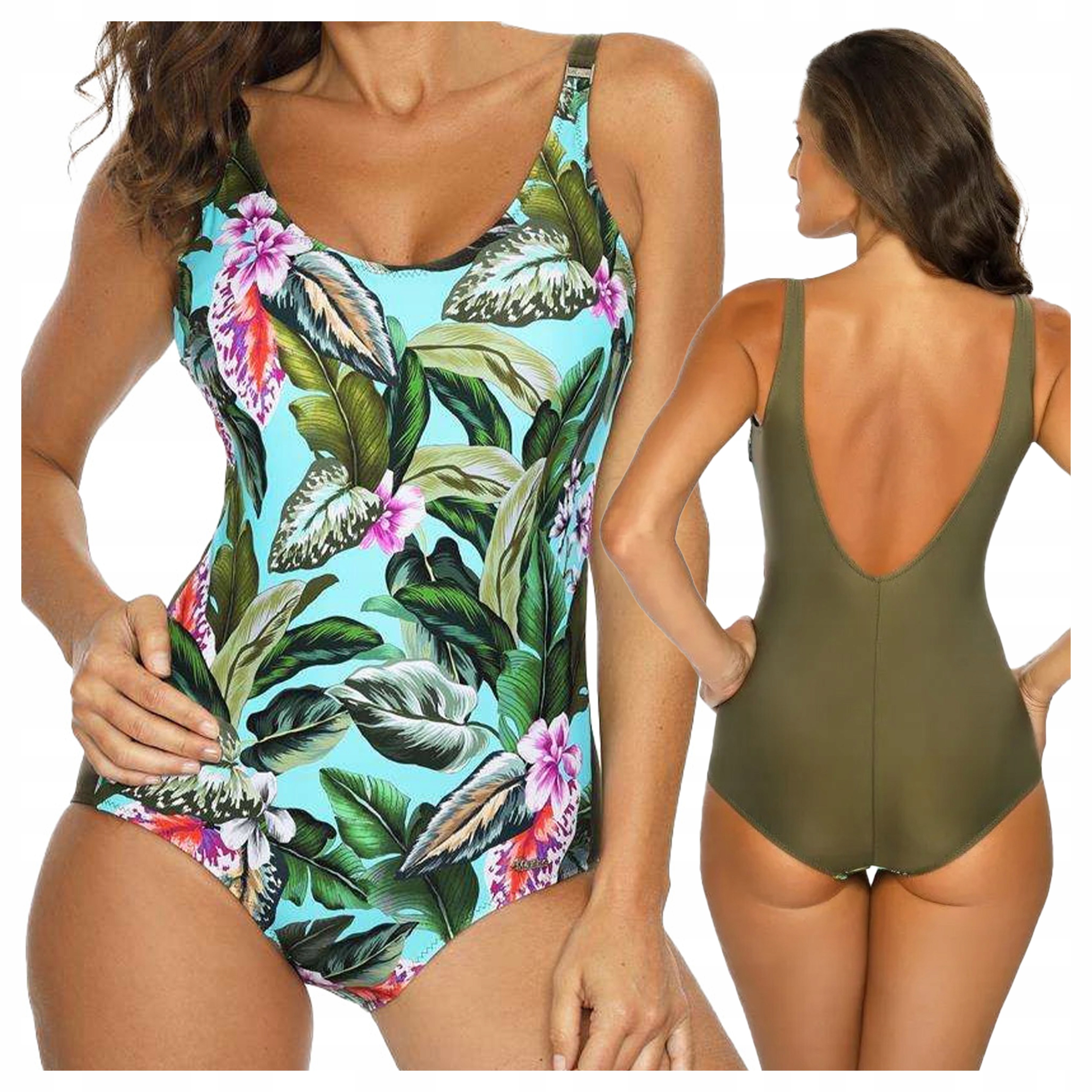 Jednodílné Exotické plavky Kasandra Kaki M-612, zelené, XL