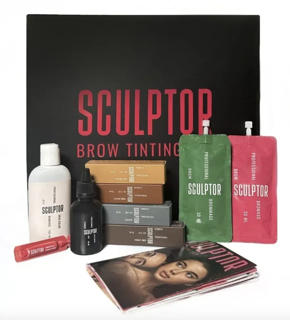 XXL sada na barvení obočí Sculptor – barva na obočí, odličovač, oxidant
