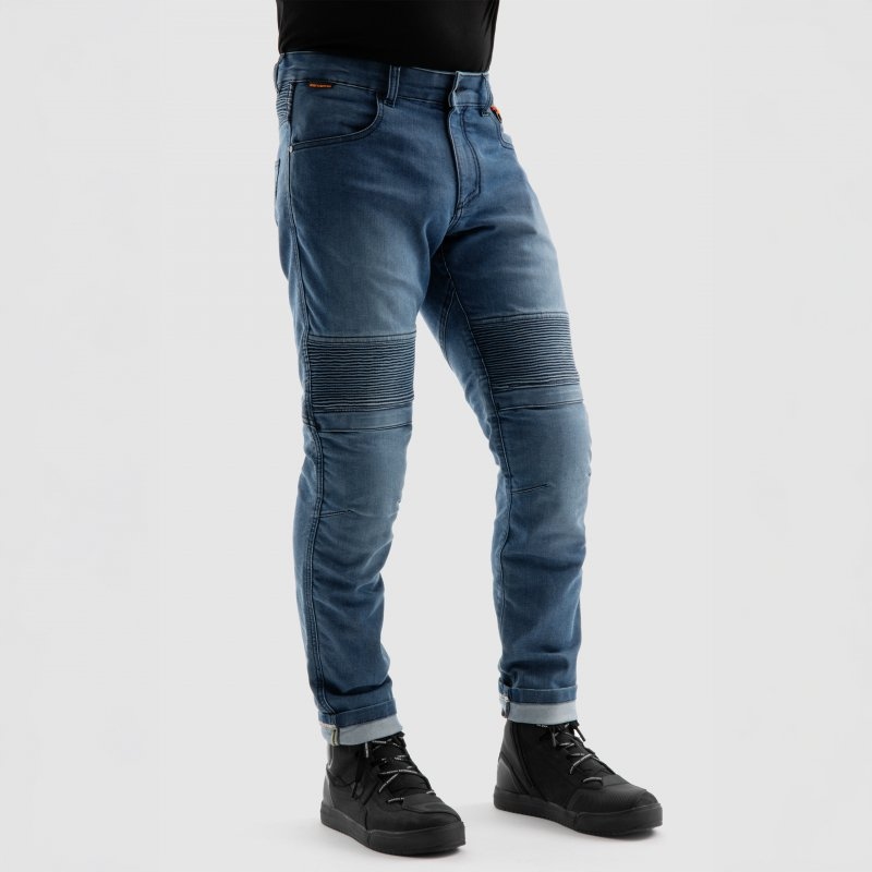 Motocyklové Džínsy Rebelhorn Revolt Washed Blue Monolayer 36/32