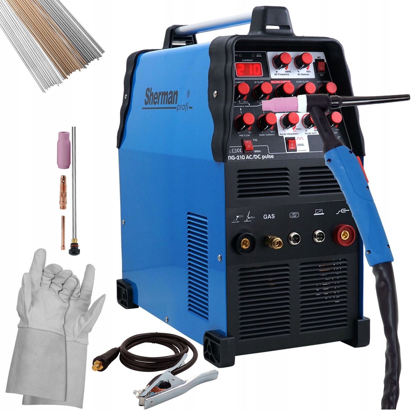 Spawarka Sherman TIG 210 AC/DC Puls zestaw 200A