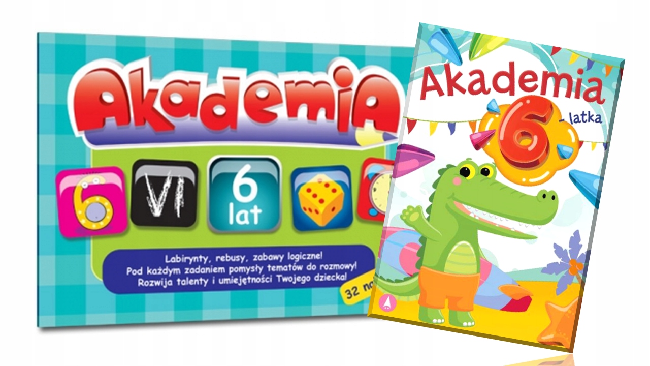 Pakiet 6 Latka Elementarz Akademia Nauka i Zabawa Rozwój Malucha Zestaw 4w1 Tytuł Elementarz 6-latka