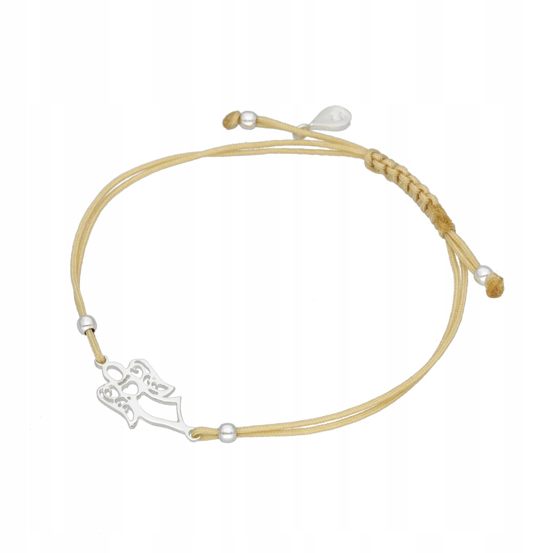 Provázkový náramek andílek béžový stříbro