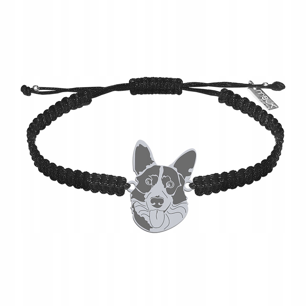 Stříbrný náramek s psem Welsh Corgi Cardigan 925 Šperky Gravírování Bonus