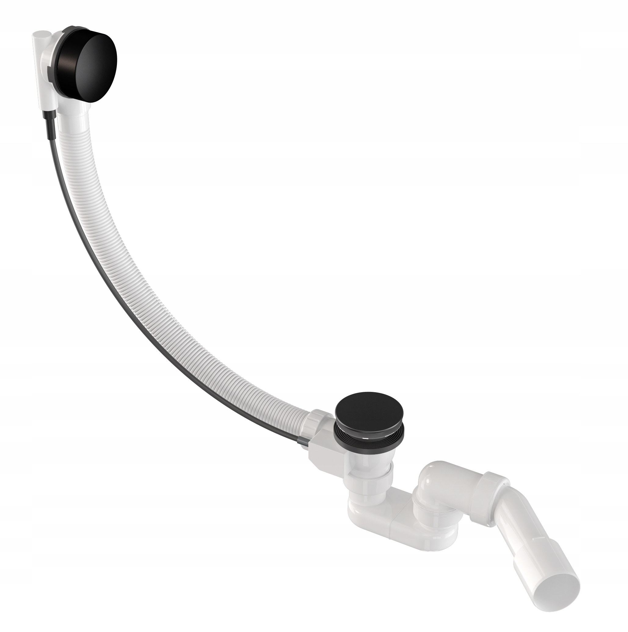 Automatický Sifón Do Vane, Čierny Kúpeľňový Korok, Štandardný Gombík