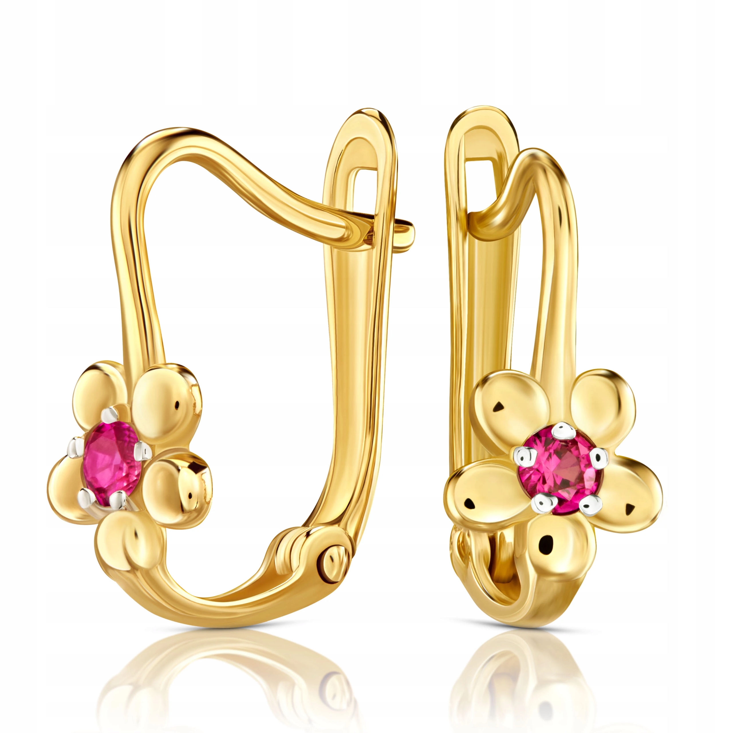 Złote Kolczyki Angielskie Zapięcie Komunia 585