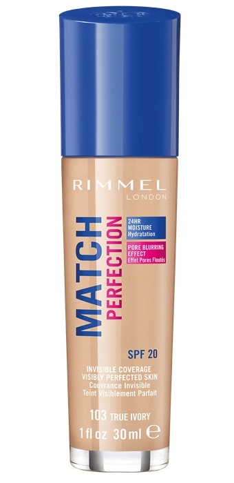 RIMMEL MATCH PERFECTION Podkład do twarzy SPF20 - 103 TRUE IVORY 30ml