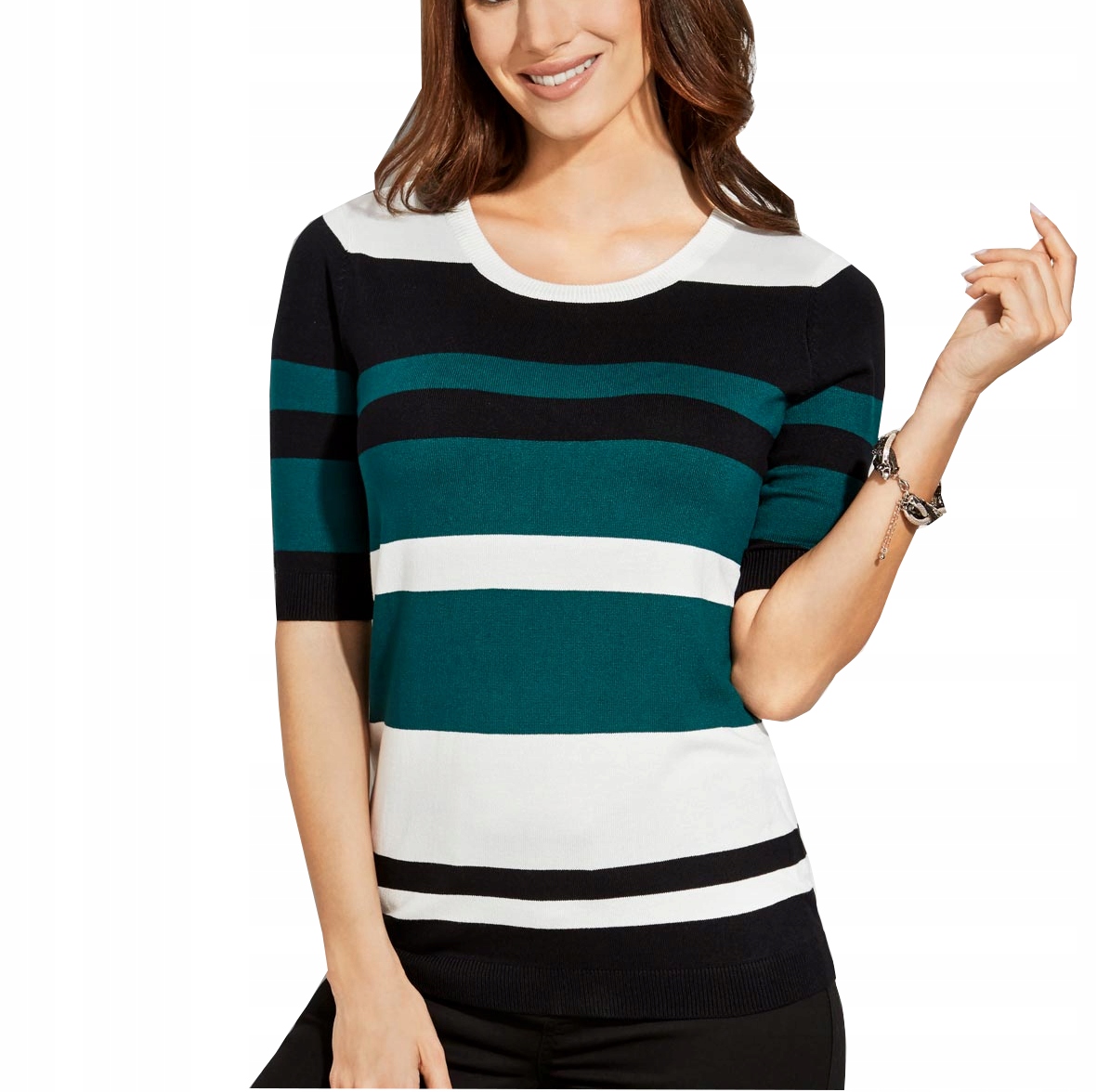 

Sweter damski w paski krótki rękaw XL