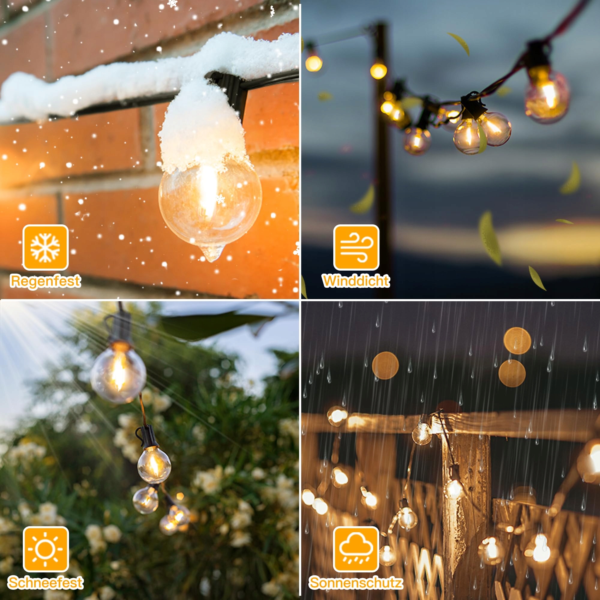 OLLNY Lampki Zewnętrzne Girlanda 15M LED Wodoodporna Do Ogrodu Tarasu — miniatura 4