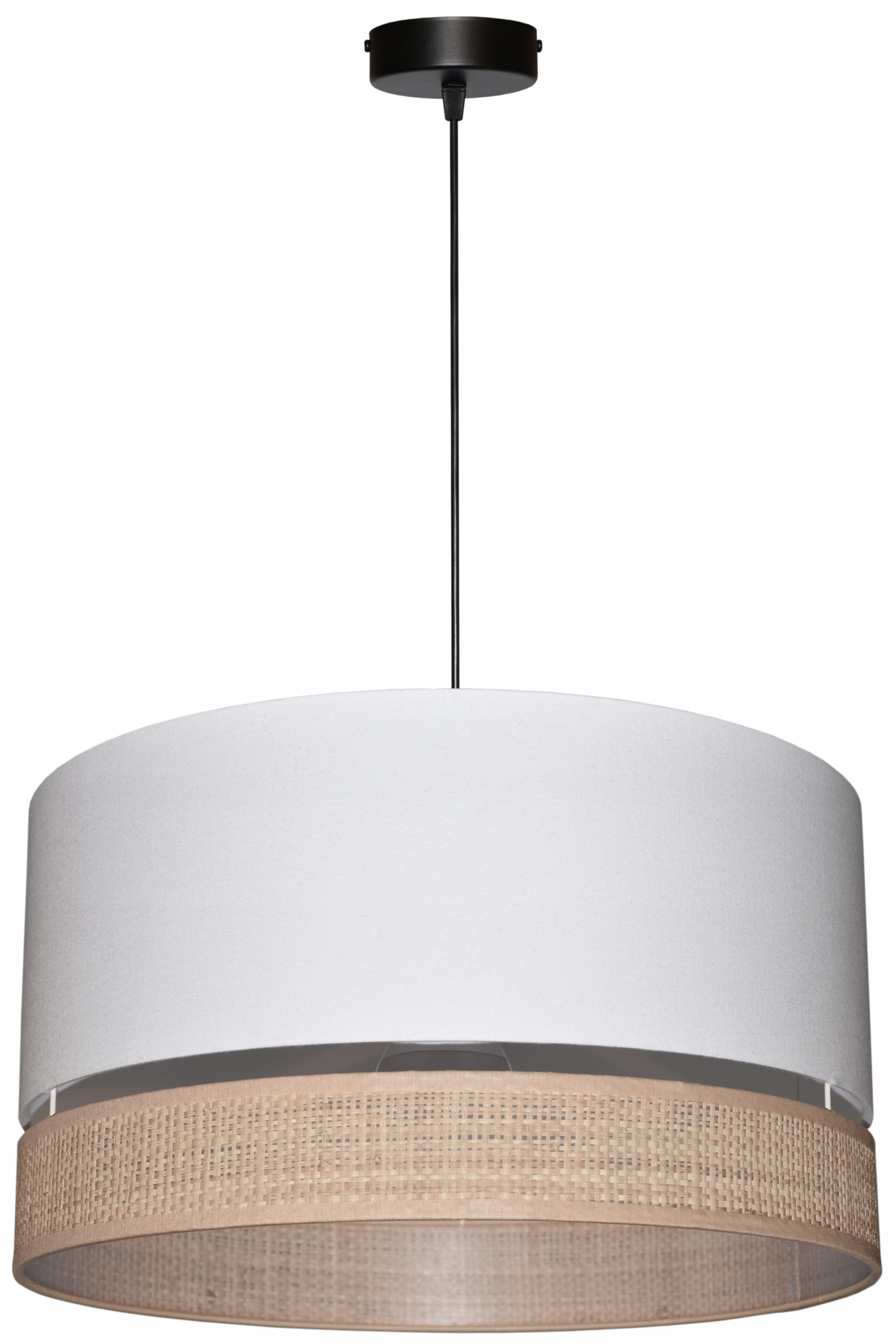 Závěsná stropní lampa Abažur E27 40CM Bílá Teplá Mirano Rafia Ratan Boho