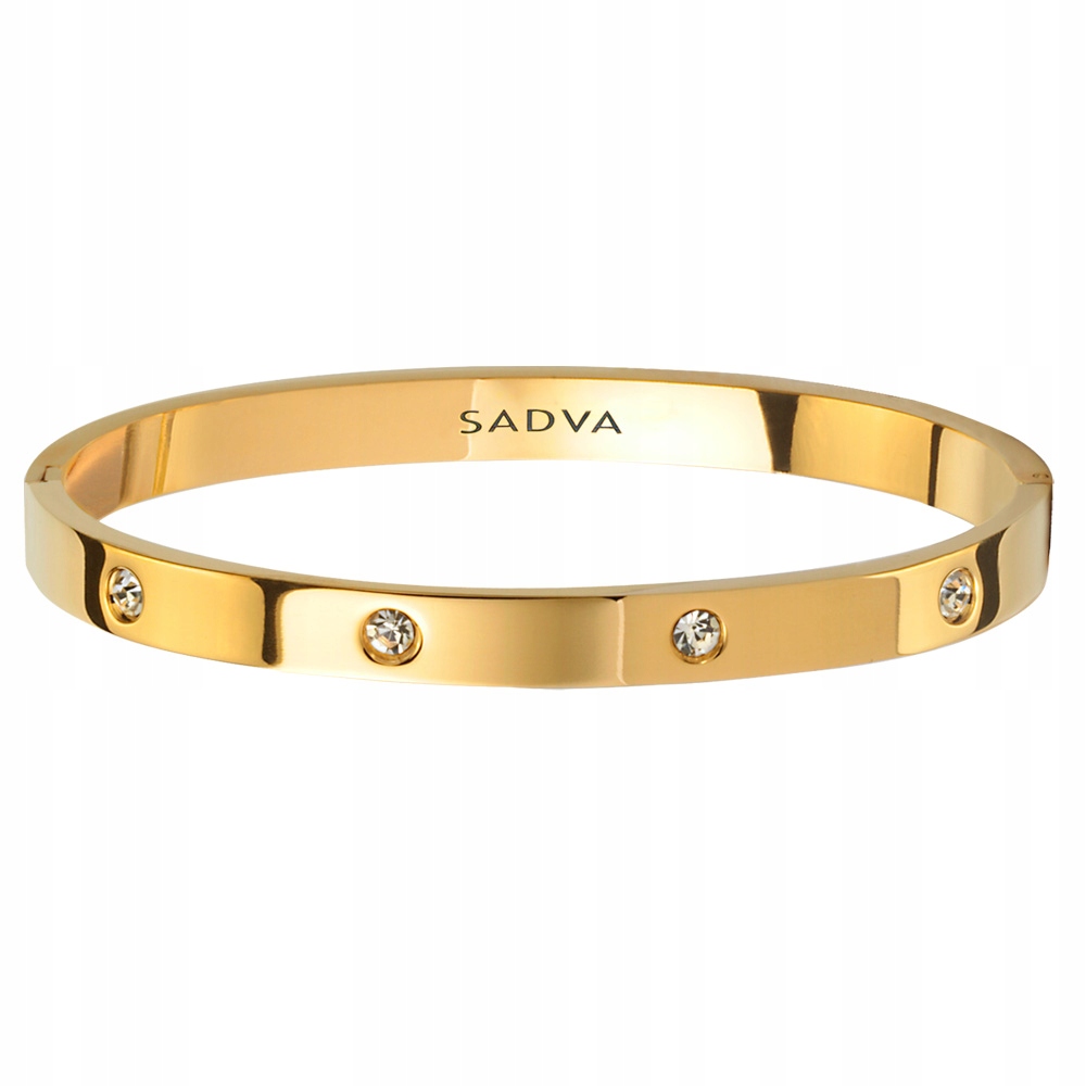 Bransoletka Pozłacana Okrągła 20cm Sztywna Cyrkonie Stal Szlachetna Sadva