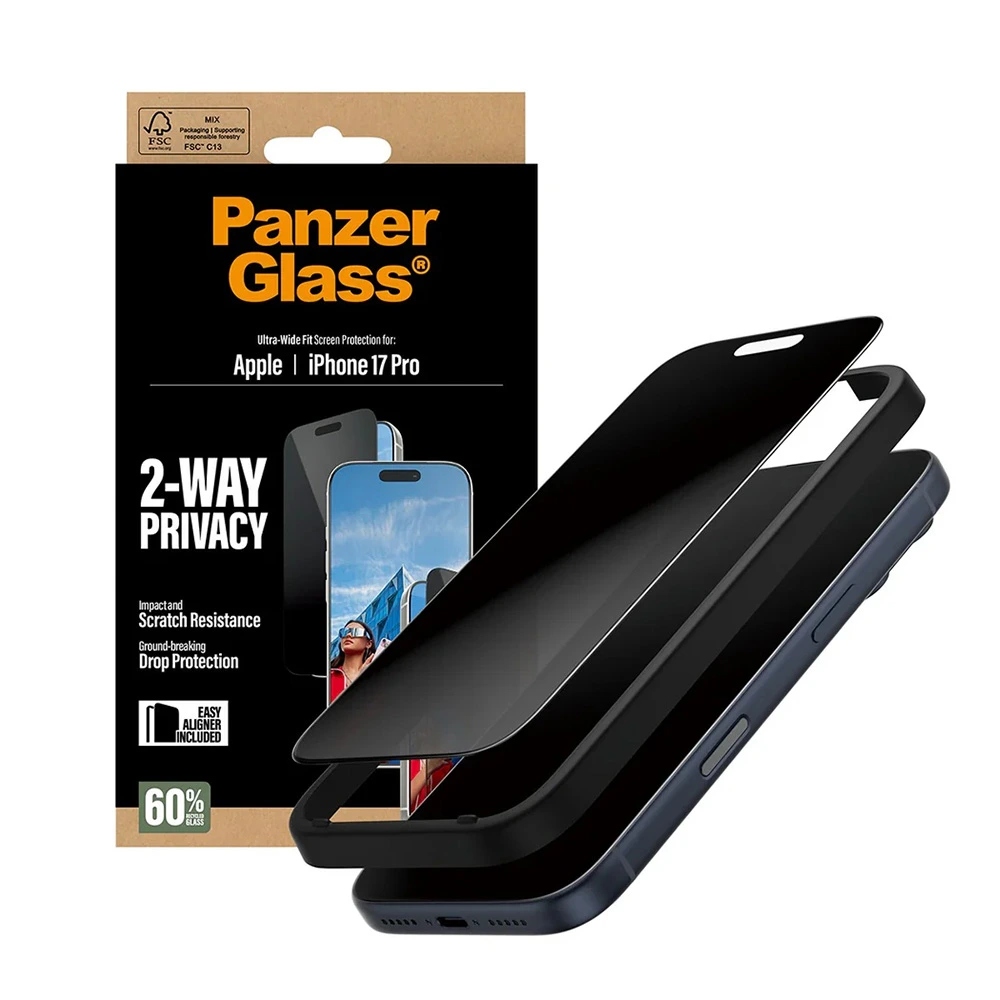PanzerGlass Ultra-Wide 2-Way Privacy Szkło z ramką iPhone 17 Pro czarne