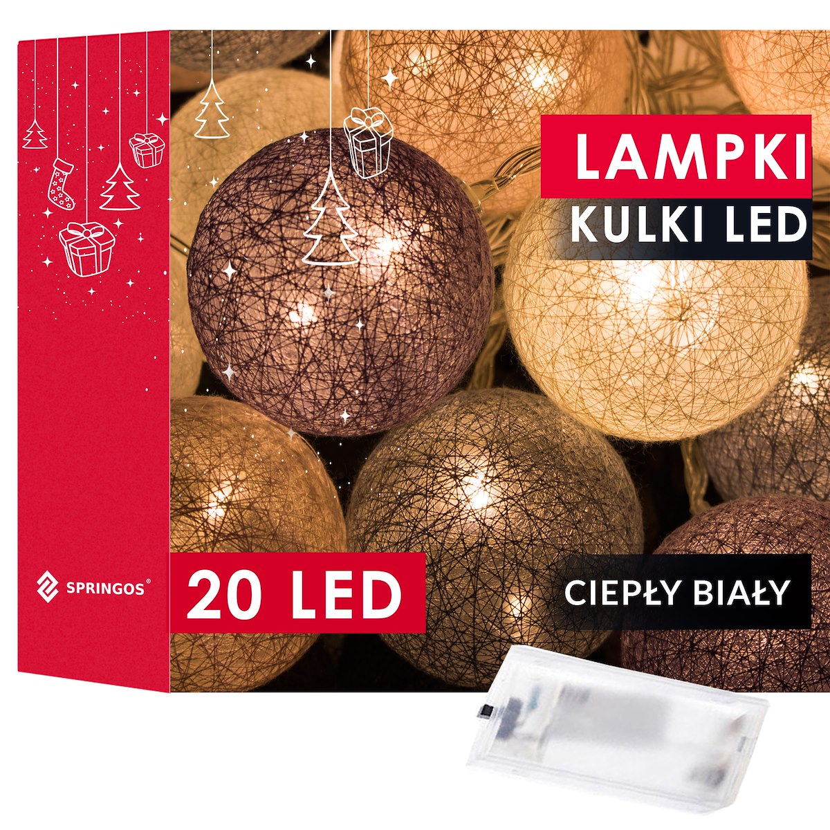 

Girlanda Kulki Na Baterie Cotton Balls 6cm 20LED