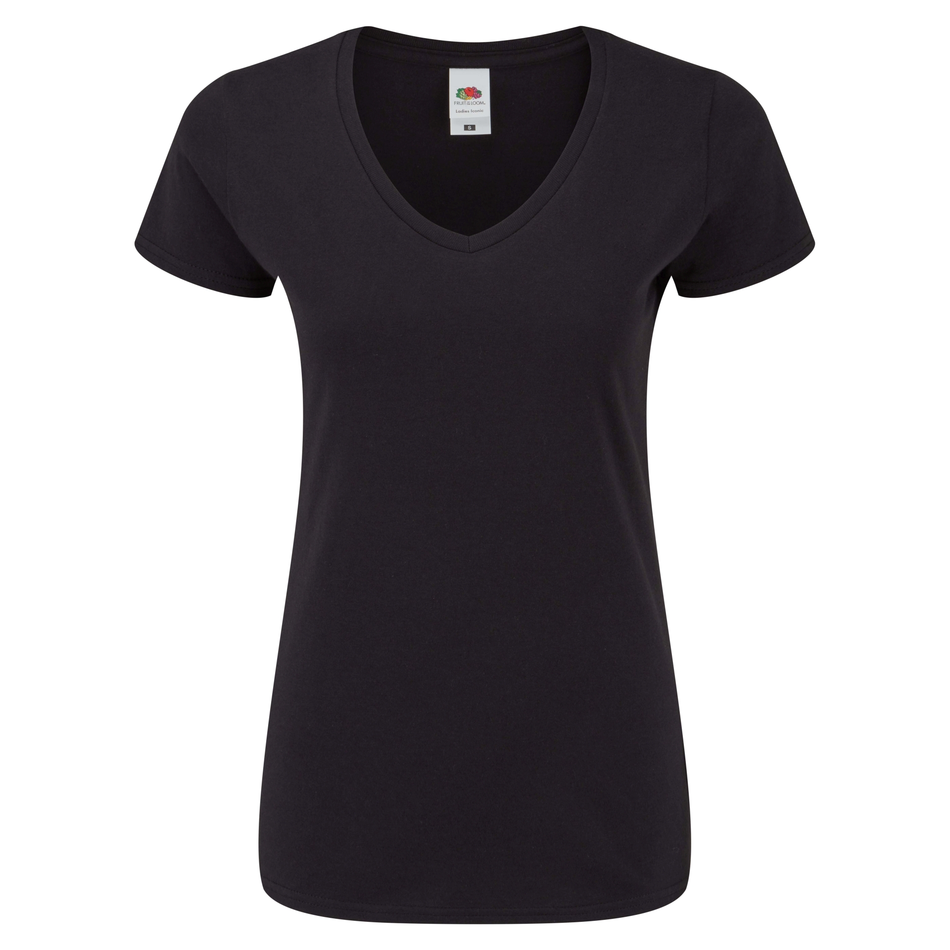 

Koszulka Damska W Serek Fruit Of The Loom Blac XL