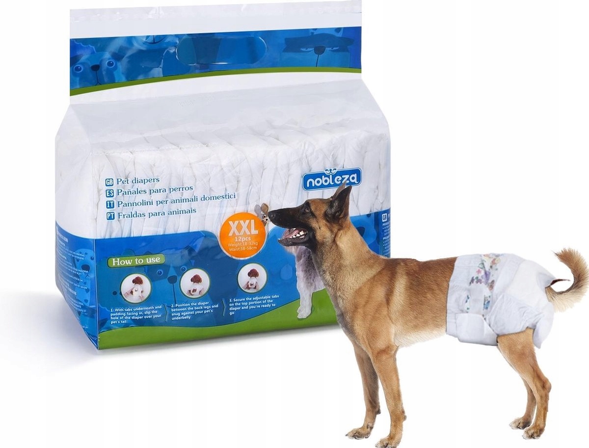 

Pieluchy Pampersy Dla Suczki Psa XXL 18-32kg 12szt