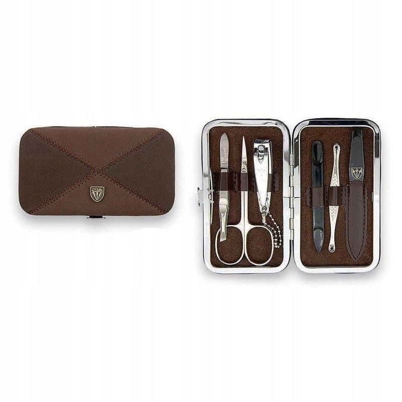 Manikúrová sada Kellermann 6 dílná, elegantní hnědé pouzdro, ideální dárek