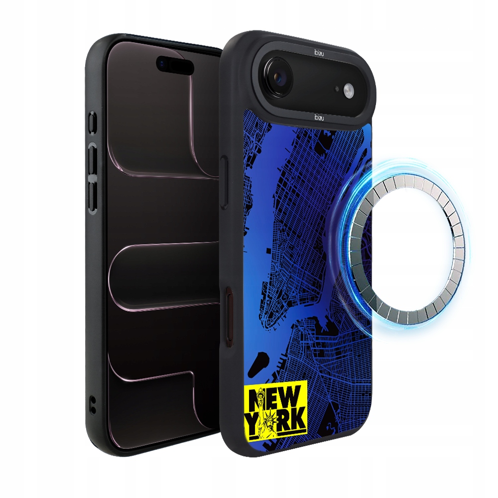 Pouzdro pro iPhone Air Ibizu DropGuard Matt s MagSafe, mapa světa, New York