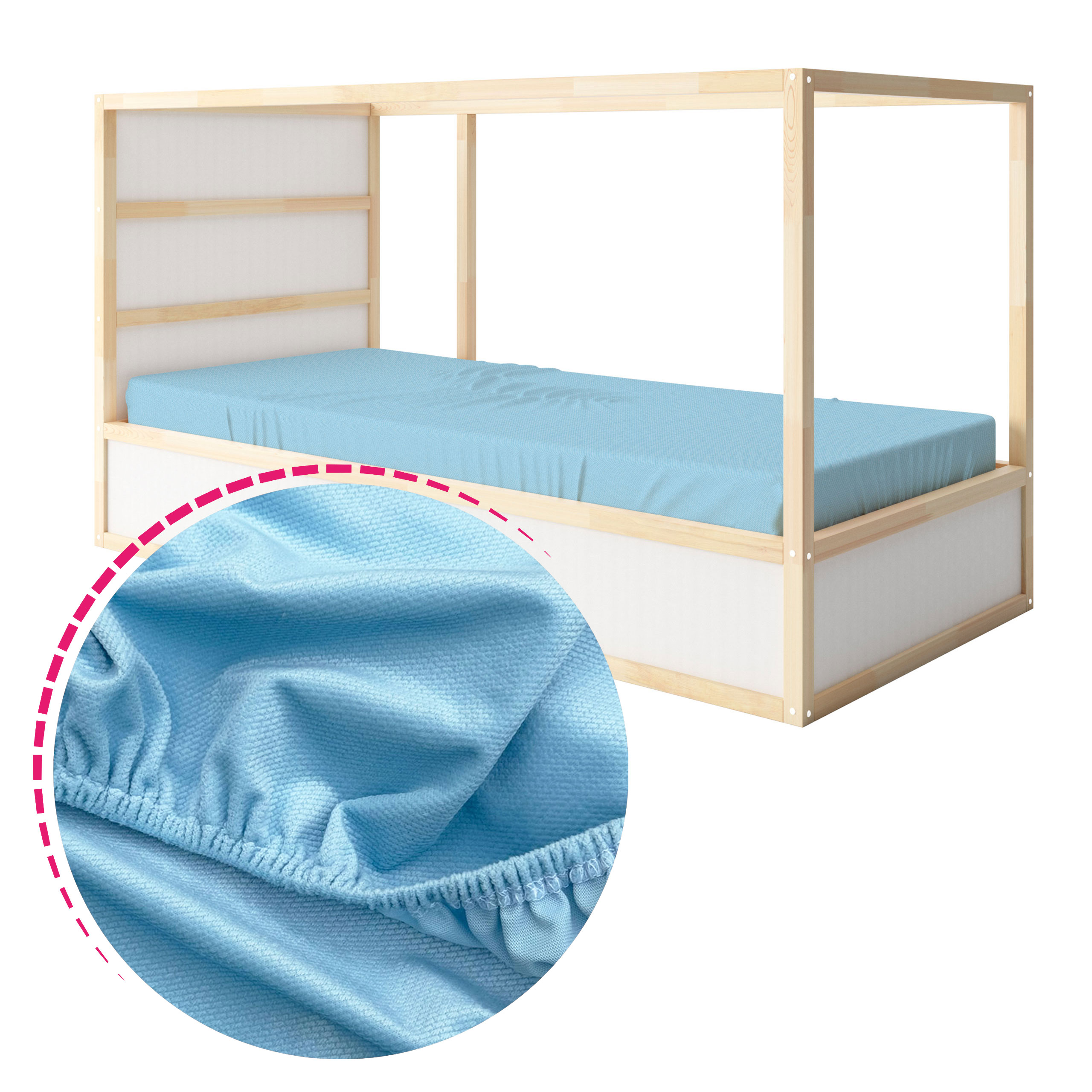 Přehoz na postel 90x200 s gumičkou Plyš Velvet Světle modrý