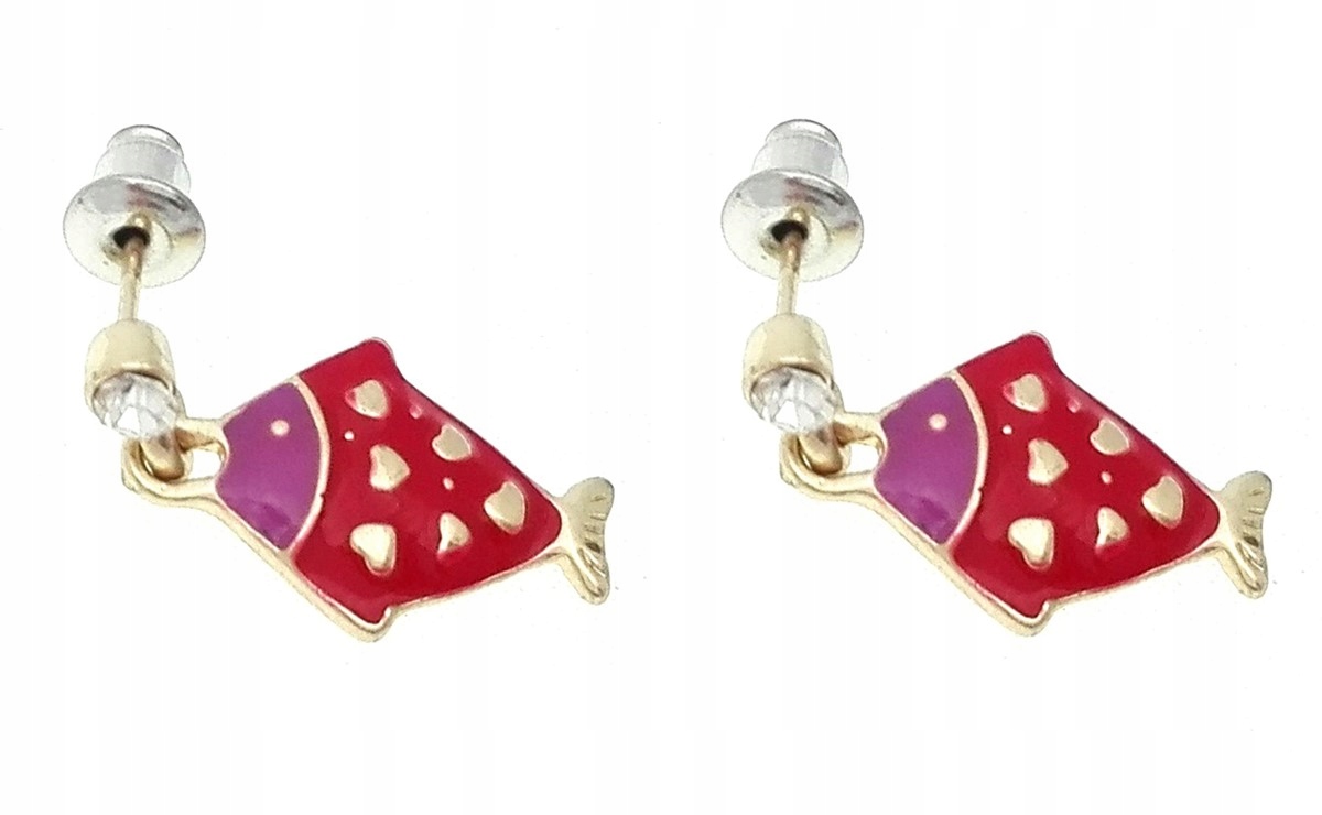 

Kolczyki rybki ciemnoczerwone w serduszka