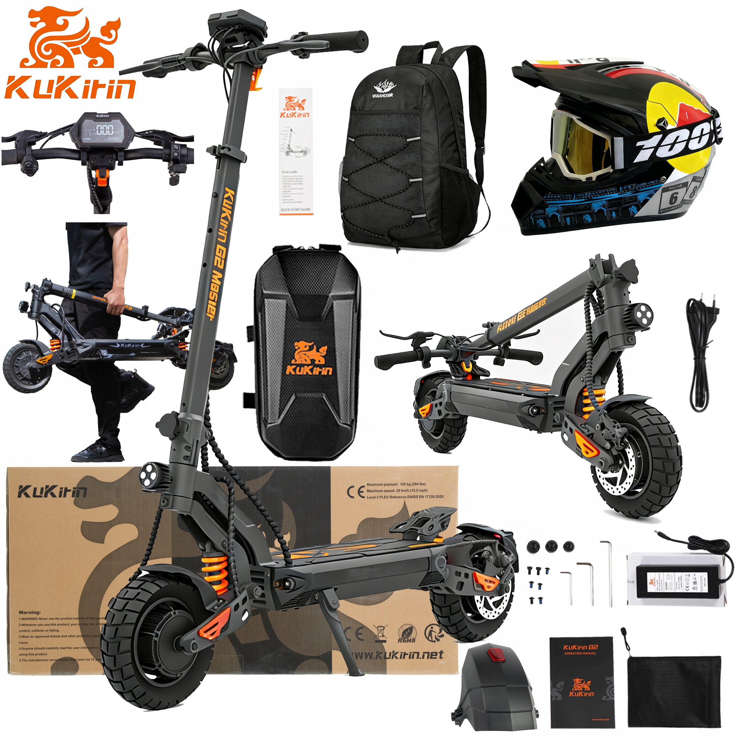 KuKirin G2 Master terenowy 2000W 52V 20,8AH 60KM/H 70KM 10" +3Prezentów Pl