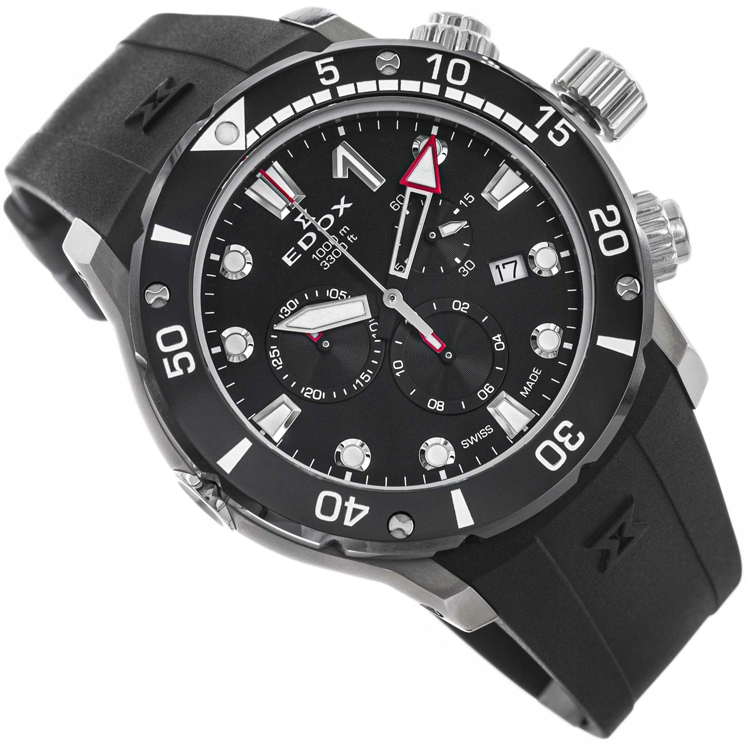 Pánské Hodinky Edox 10242 Tin Nin CO-1 Chronograph Černé S Řemínkem 100ATM