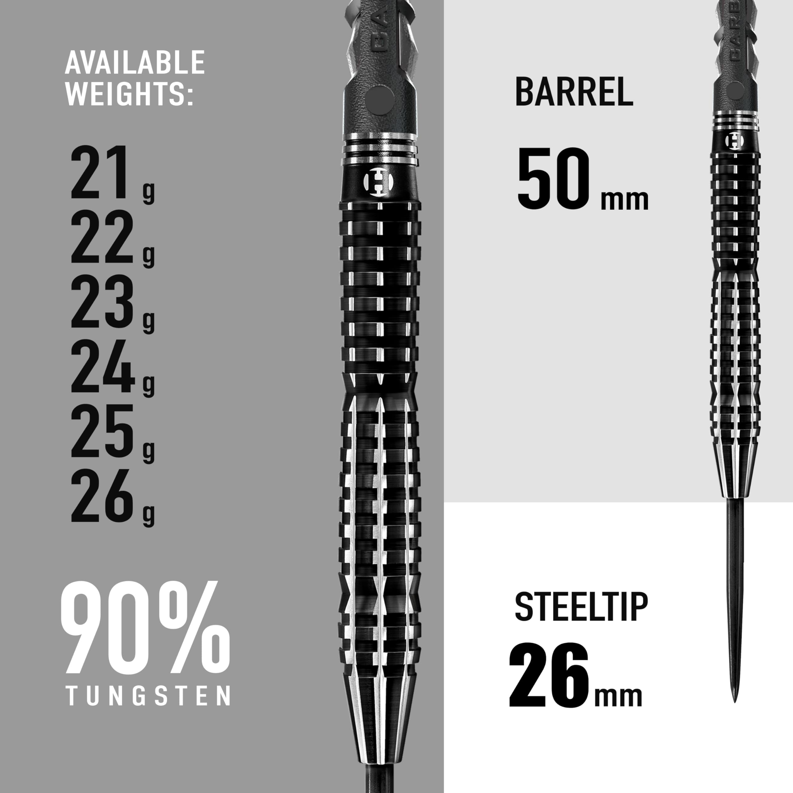 HARROWS Zestaw Rzutek Black Knight 90% Wolfram 22g 23g 24g 25g — miniatura 3