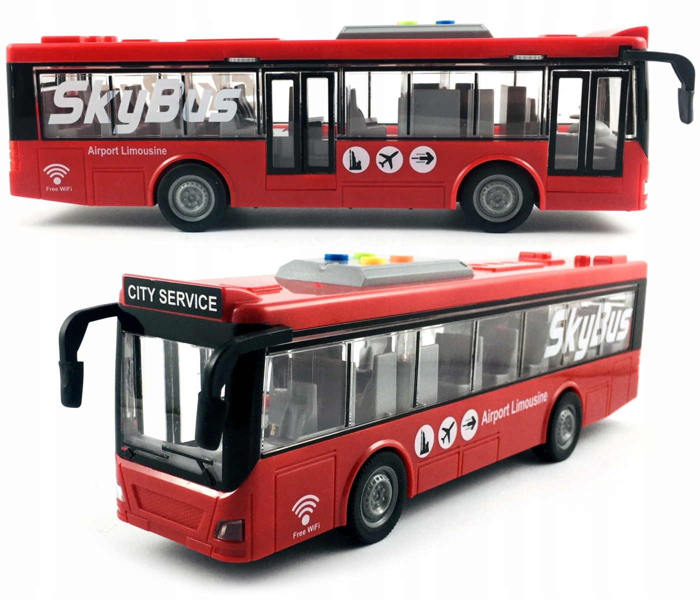 AUTOBUS MIEJSKI Z DŹWIĘKIEM I ŚWIATŁEM CZERWONY CITYBUS