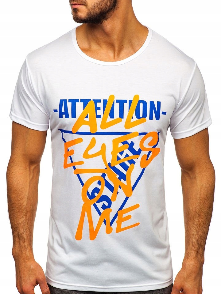 

T-shirt Męski Z Nadrukiem Biały KS1995 Denley_m