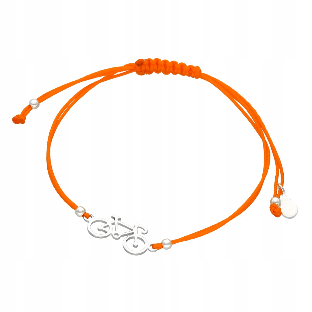 Provázkový náramek silniční kolo oranžový stříbro