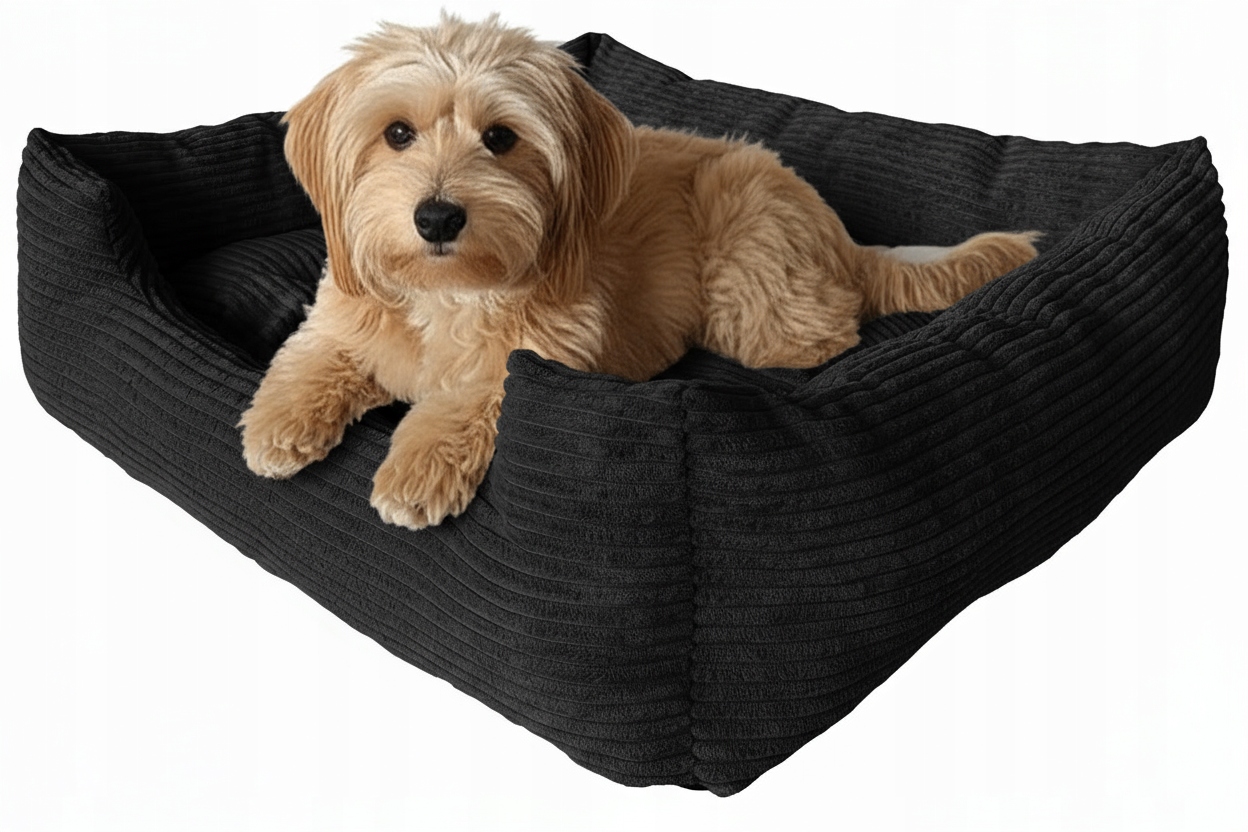Legowisko Posłanie Poducha Miękkie Pluszowe 75x65cm Axs Czarny sztruks
