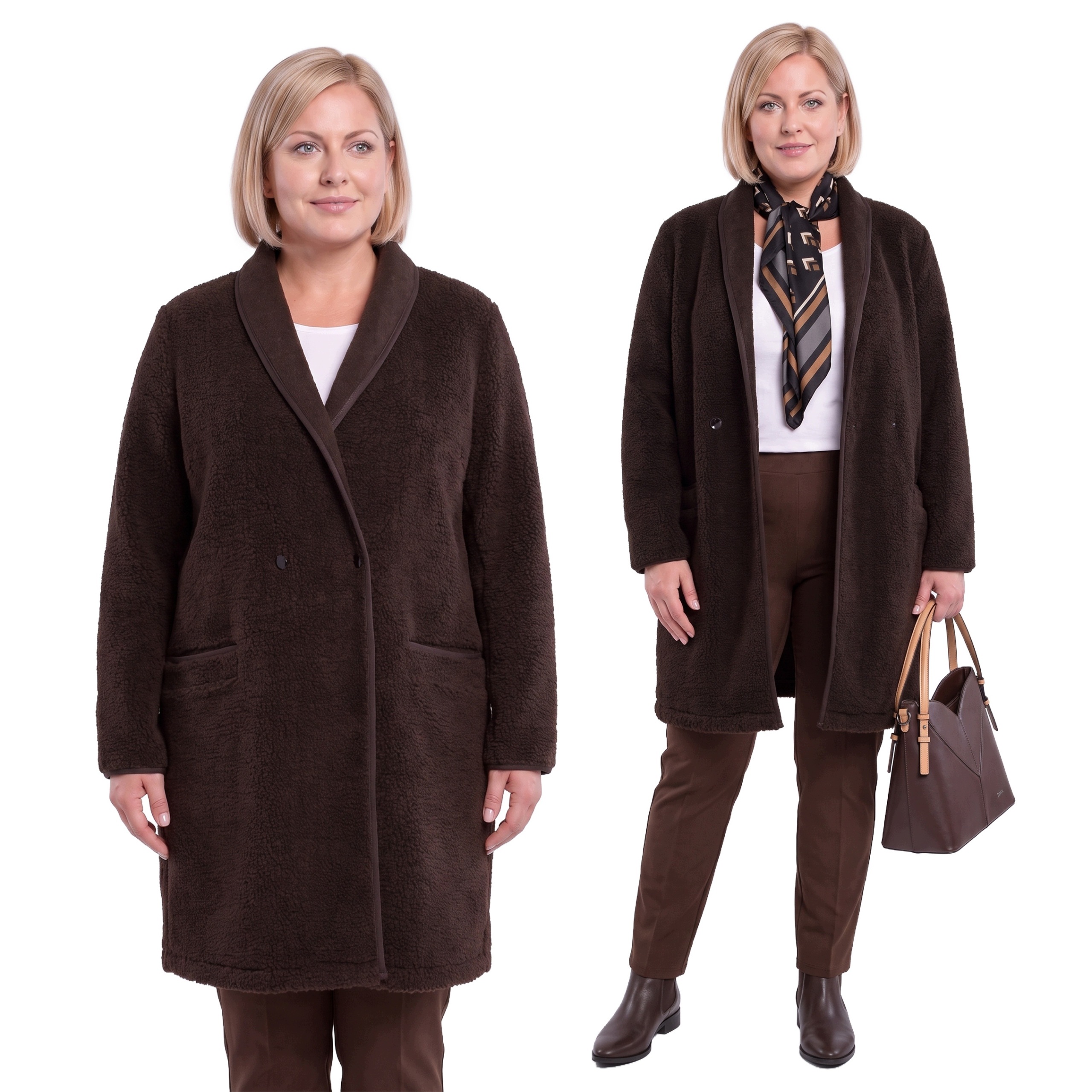 Hnědý kabát plus size velikost 60