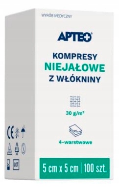 

Kompresy Niejałowe Z Włókniny 5x5 cm Apteo 100 szt