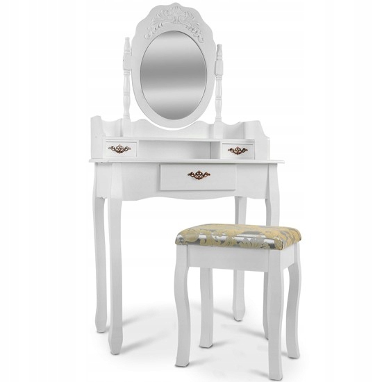Elegancka TOALETKA KOSMETYCZNA + TABORET 06 Liczba szuflad 3