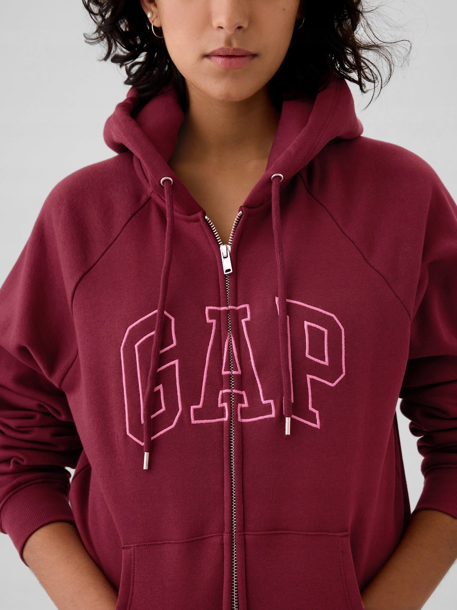 Gap Mikina na zip Vintage Soft červená