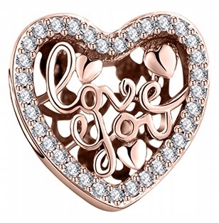 Stříbrný přívěsek Srdce Love You Rose, Ag 925