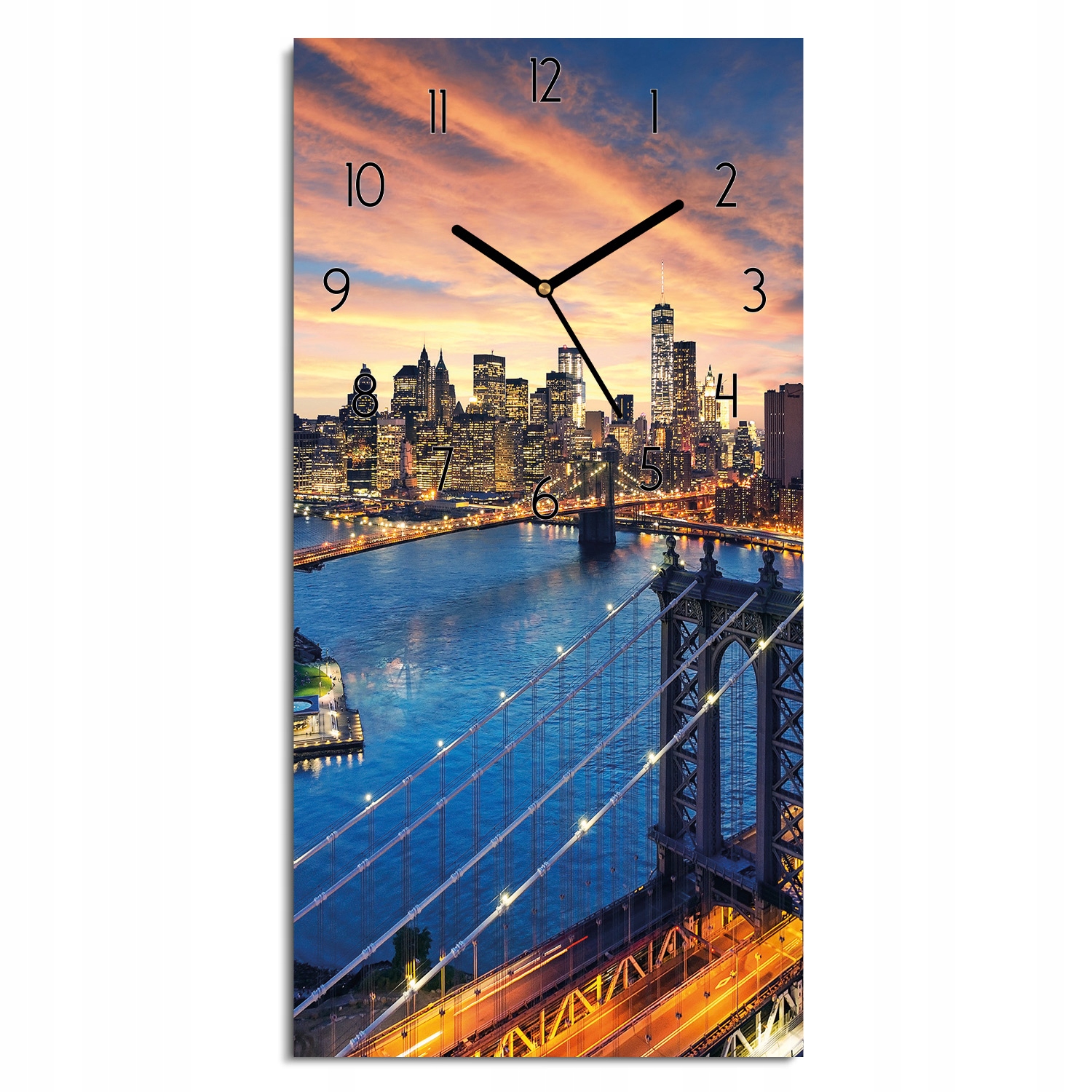 hodiny s grafikou Most mesto noc voda 30x60 ozdobné