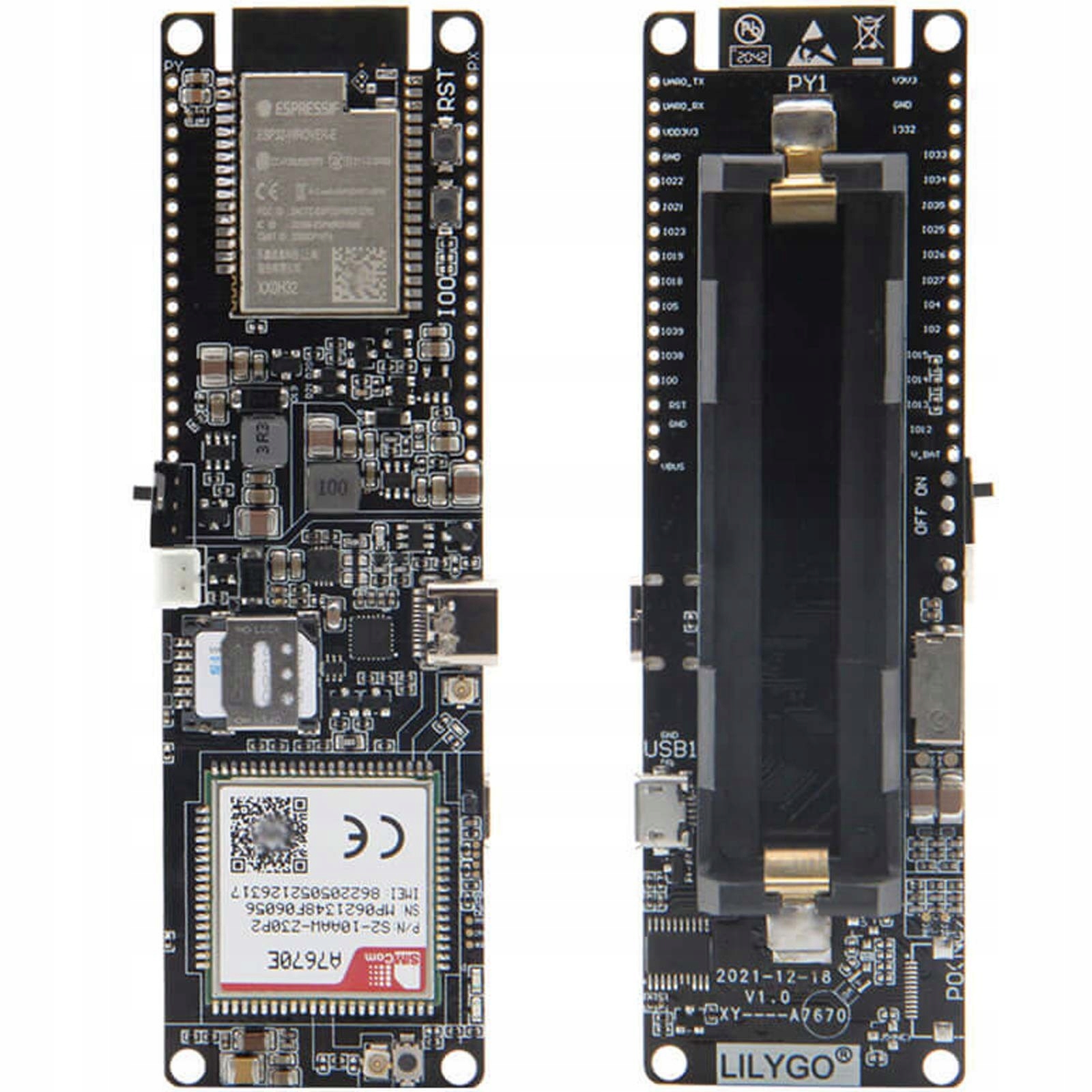 ESP32 LilyGO T-A7670E R2 Gsm Lte 4G CAT1 slot 18650 Sd Flash slot 4MB