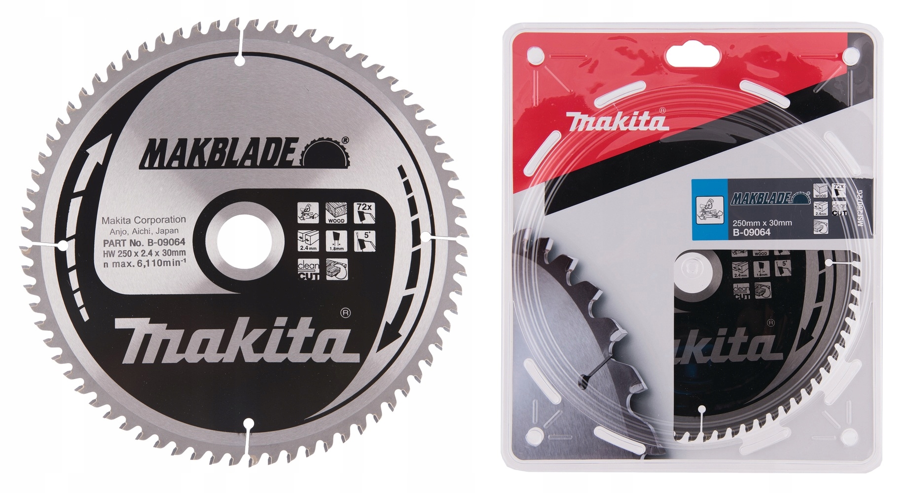 Makita B-09064 Řezací Kotouč Makblade Na Dřevo 250x30 mm 72Z x2,3 mm