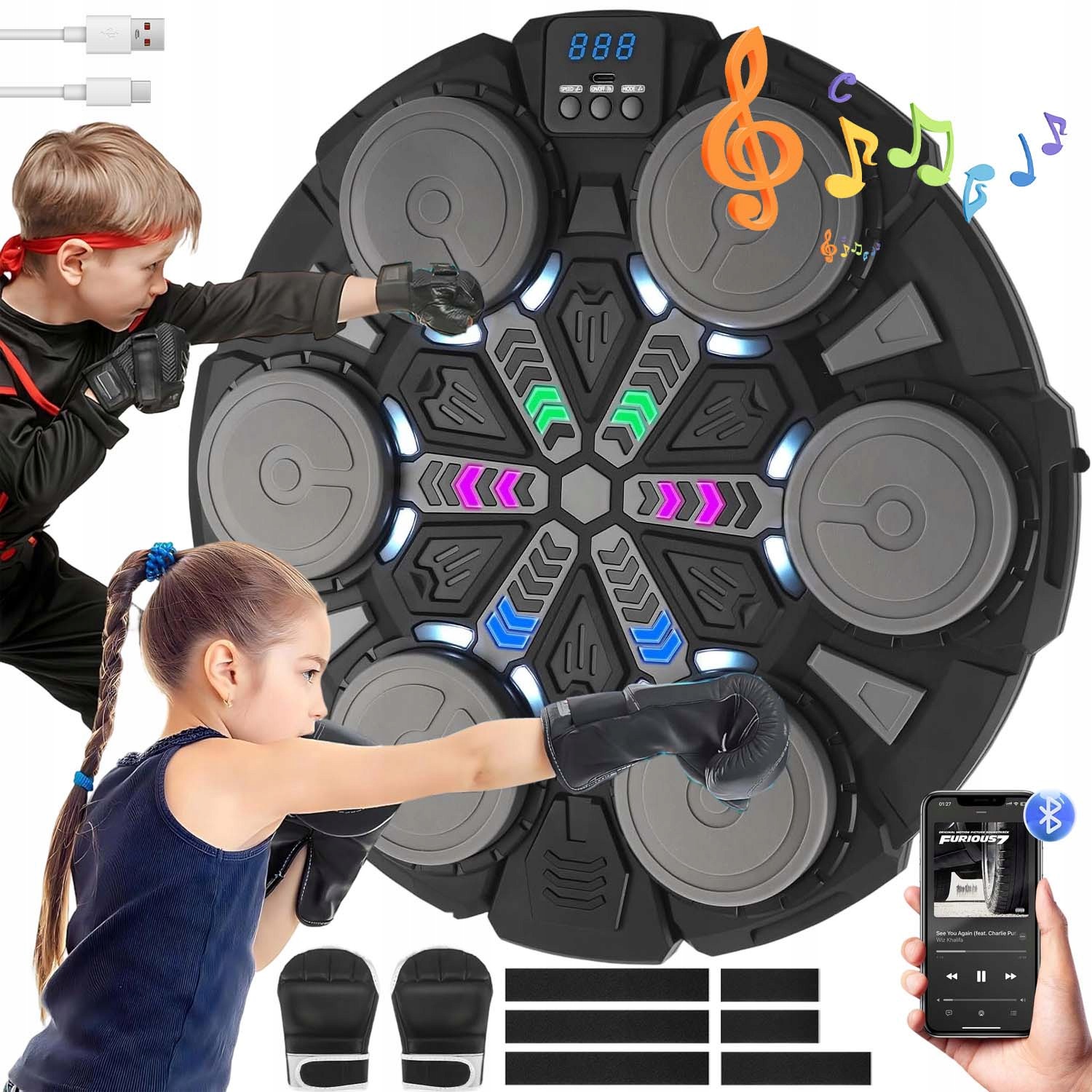 Music Boxing Machine Bluetooth S Rukavicemi V Tréninkové Boxovací Stěně