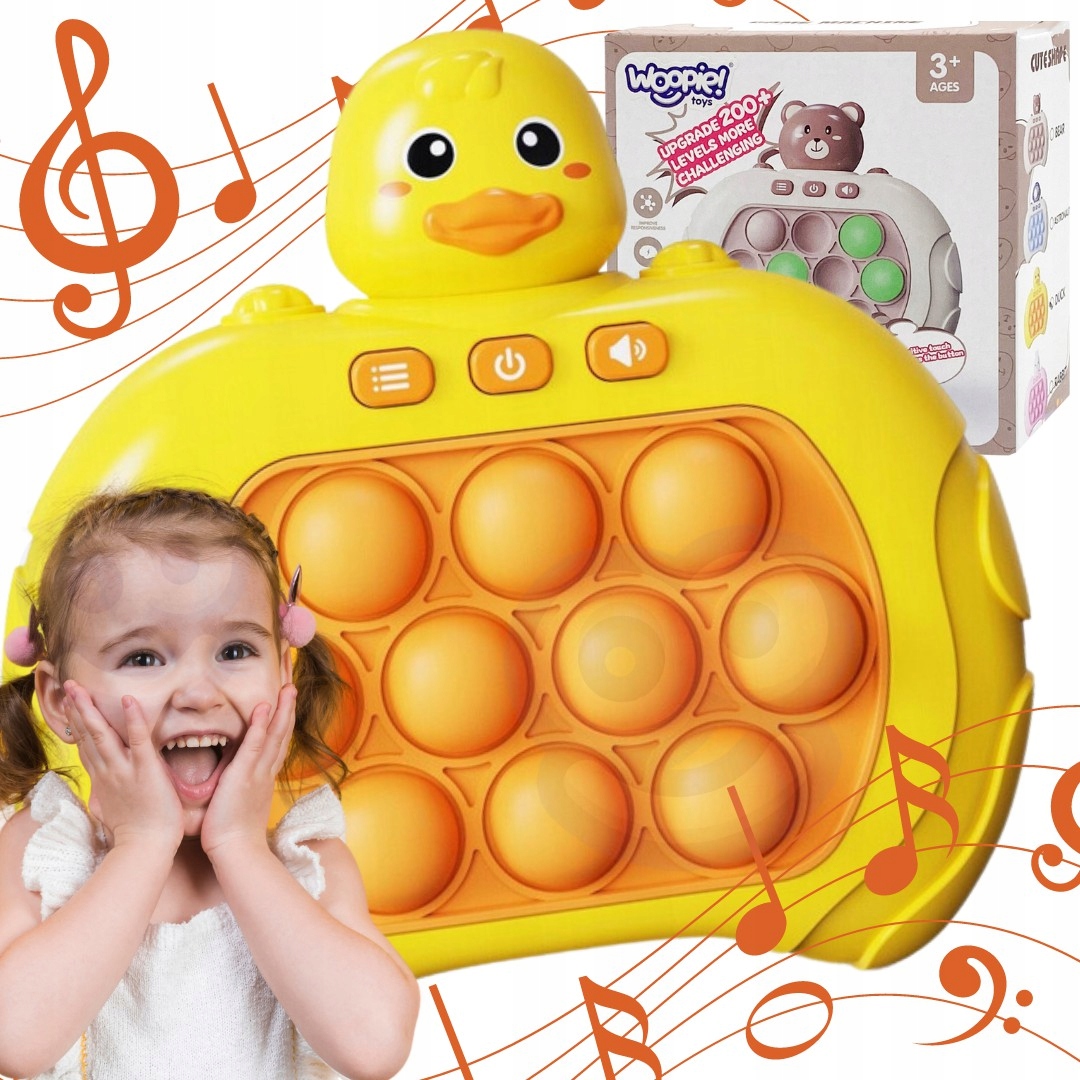 GRA POP IT ELEKTRYCZNA ANTYSTRESOWA ZRĘCZNOŚCIOWA KACZKA GNIOTEK WOOPIE Wiek dziecka 3 lata +