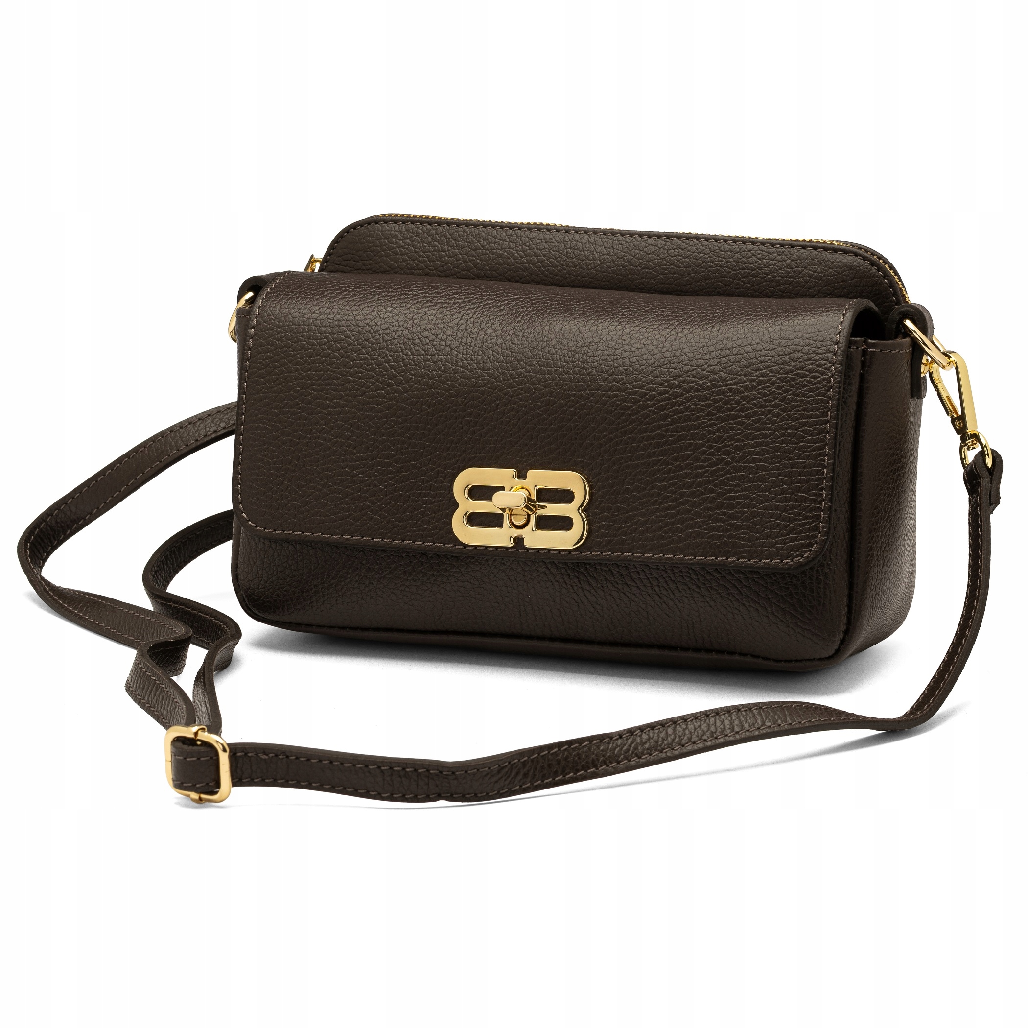 Vera Pelle dámská kožená kabelka přes rameno, hnědá, čokoládová, přes rameno