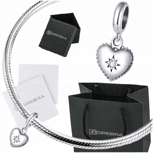 

Charms srebro 925 Serce zawieszka koralik cyrkonie